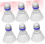6pcs Lightweight Plastic Shuttlecock Badminton Training Balls with Nylon Heads for Beginners Family Fitness Practice White - Image 7