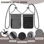 5.5" L x 7.9" W Travel Neck Wallet, RFID Blocking Passport Holder, Security Lightweight Passport Travel Wallet, Neck Pouch Gifts for Women Men(Grey) - Image 4