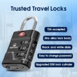 SURE LOCK TSA Locks for Luggage, TSA Approved Luggage Locks with Open Alert, 008 Key for High Security, Easy Read Dials, Zinc Alloy Body, Locker Lock for Suitcase, Gym, Travel. (Black 2 pk) - Image 4