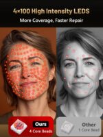 Red Light Therapy for Face, 4 Modes LED Face Mask Light Therapy, 2000mAh Cord-Free Controller with 400 LEDs, Blue, Orange, 850nm Near-Infrared Light Mask with Timer Function at Home (Black) - Image 3