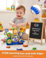 2025 STEM Gears Toys for Kids Ages for 1-3, Creative Learning Building Blocks, 13Pcs Educational Construction Toy Set, Electric & Manual Dual Mode, Versatile Gear Playset Gift for Boys & Girls - Image 3