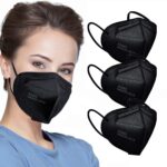 LEMENT 50pcs KN95 Face Mask Black 5 Layer Cup Dust Safety Masks Filter Efficiency≥95% Breathable Elastic Ear Loops Black Masks - Image 3