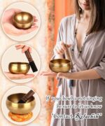 2-Pack Tibetan Singing Bowls Set - 100% Handmade in Nepal, Sound Bowl Meditation Set for Yoga, Chakra Healing, Meditation Gifts, Unique Gifts for Women (Blue, 3.15 + 4 inch) - Image 7