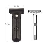 RIVERLAKE Genuine Leather Protective Travel Case for Safety Razor - Double Edge Safety Case Cover Shaving Pouch Holder - Black - Image 4