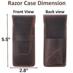 Leather Safety Razor Case Shaving Accessories Straight Safety Razor Holder for Double Edge Personal Care Essentials Handmade Shaver Case for Travel (Brown) - Image 7
