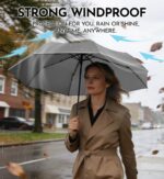 Windproof Travel Mini Umbrella - Small Compact and Portable for Rain & Sun, Manual Open Close with No Rebound for Seniors & Kids, Reflective Design for Night Safety Men & Women - Image 5