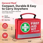 General Medi First Aid Kit - 150 Pieces Small Compact First Aid Kit Bag - Includes Instant Cold Pack, Emergency Blanket for Travel, Home, Office, Vehicle, Camping - Image 4