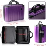 14 Inch Portable Makeup Travel Case Hand Luggage, Hard Shell ABS Cosmetic Organizer with Safety Lock, Small Carry-On Travel Bag for Women(Purple) - Image 3
