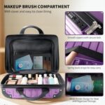 14 Inch Portable Makeup Travel Case Hand Luggage, Hard Shell ABS Cosmetic Organizer with Safety Lock, Small Carry-On Travel Bag for Women(Purple) - Image 4