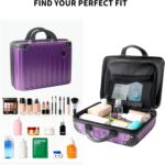 14 Inch Portable Makeup Travel Case Hand Luggage, Hard Shell ABS Cosmetic Organizer with Safety Lock, Small Carry-On Travel Bag for Women(Purple) - Image 5