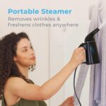 Pure Enrichment PureSteam Portable Fabric Steamer - Handheld Travel Garment Steamer Removes Wrinkles & is Safe on All Fabrics - Fast-Heating, Lightweight, Auto Safety Shut-Off, & Long Cord (Black) - Image 3