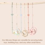 ROCCED Toy Straps for Baby 6pcs, Silicone High Chair Toys Straps Stroller Accessories Toddler Bottle Strap Car Seat Toys Baby Travel Essential Silicone Ivory+Sage+Blue - Image 4