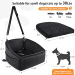 NEEZUKAR Dog Car Seat for Small Medium Dogs,Detachable Washable Dog Booster Seat Under 30lbs, Pet Car Seat Travel Bed with Storage Pockets and Dog Safety Belt (Black) - Image 3