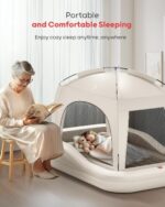 QPAU Inflatable Toddler Travel Bed with Tent, Portable Kids Air Mattress with Safety Bumpers, Ideal for Home, Grandma's, Camping, Traveling -Includes Fast Electric Pump (Khaki) - Image 4