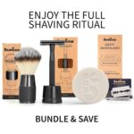 Bambaw Safety Razor for Men with 5 Blades, Double Edge Safety Razors for Men, Sustainable Single Blade Razor, Zero Waste Metal Razors - Black - Image 7