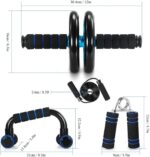 TOMSHOO AB Wheel Roller Kit with Push-Up Bar, Knee Mat, Jump Rope and Hand Gripper - Home Gym Workout for Men Women Core Strength & Abdominal Exercis - Image 8