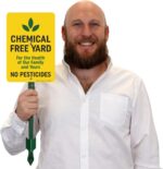 SmartSign 10" x 7" Chemical Free Yard Sign - For The Health Of Our Family No Pesticides Sign, 21.5 inch Tall & Stake Kit, 40 mil Laminated Aluminum, Yellow, Black and Green, USA-Made - Image 5