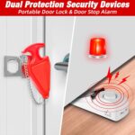 Portable Door Stop Alarm and Traveling Hotel Door Lock, No Installation Required, Provides Double Security for Home, Hotel and Traveling (1 Door Lock + 1 Door Stop) - Image 3