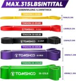 TOMSHOO 5 Packs Pull up Assist Bands, Resistance Bands with Straps Handles and Door Anchor, Stretch Bands,Exercise Bands with Guide for Fitness - Image 5
