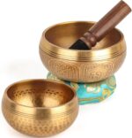 2-Pack Tibetan Singing Bowls Set - 100% Handmade in Nepal, Sound Bowl Meditation Set for Yoga, Chakra Healing, Meditation Gifts, Unique Gifts for Women (Blue, 3.15 + 4 inch) - Image 2