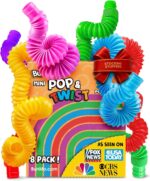 BUNMO Stocking Stuffers for Kids - Pop Tubes - Sensory Toys - Toddler Toys - Imaginative Play & Stimulating Creative Learning - Stocking Stuffers for Toddlers - 8 Pack Small - Image 2