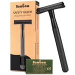 Bambaw Safety Razor for Men with 5 Blades, Double Edge Safety Razors for Men, Sustainable Single Blade Razor, Zero Waste Metal Razors - Black - Image 2