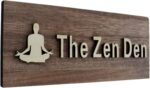 FIREFLYWEB The Zen Den signs Room Decor Meditation in Progress Wall Hanging Sign,Inspirational Wooden Door Plaque for Yoga Studio Bedroom Decoration (Brown) - Image 2