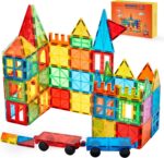 Gemmicc Magnetic Tiles, Deluxe 136 PCS Building Blocks Magnet Toys for Kids,3D Magnet Puzzles Stacking Blocks for Boys Girls,Huge Set with 2 Cars - Image 2
