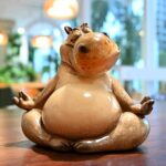 Hippo Figurine Yoga Statue Meditation Hippopotamus Gifts for Lovers Women Mother's Day Knick Knacks Shelf Office Home Decor Zen Room Decoration Desk Accessories - Image 2