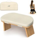 Meditation Chair w/ Extra Thick Cushion - Portable Bamboo Meditation Bench w/ Magnetic Locking Hinge - Anterior Tilt Seiza Bench Ideal for Comfortable & Stable Meditation - Sleek Canvas Kneeling Chair - Image 2