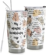 Mental Health Awareness Tumbler - Positive Thinking Daily Affirmation - 20oz Stainless Steel Cup - 'My Mental Breakdown' Matters - Image 2