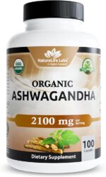 NaturaLife Labs Organic Ashwagandha 2100 mg per Serving – Root Powder & Extract – 100 Capsules – Vegan, Non-GMO, Gluten-Free - Image 2