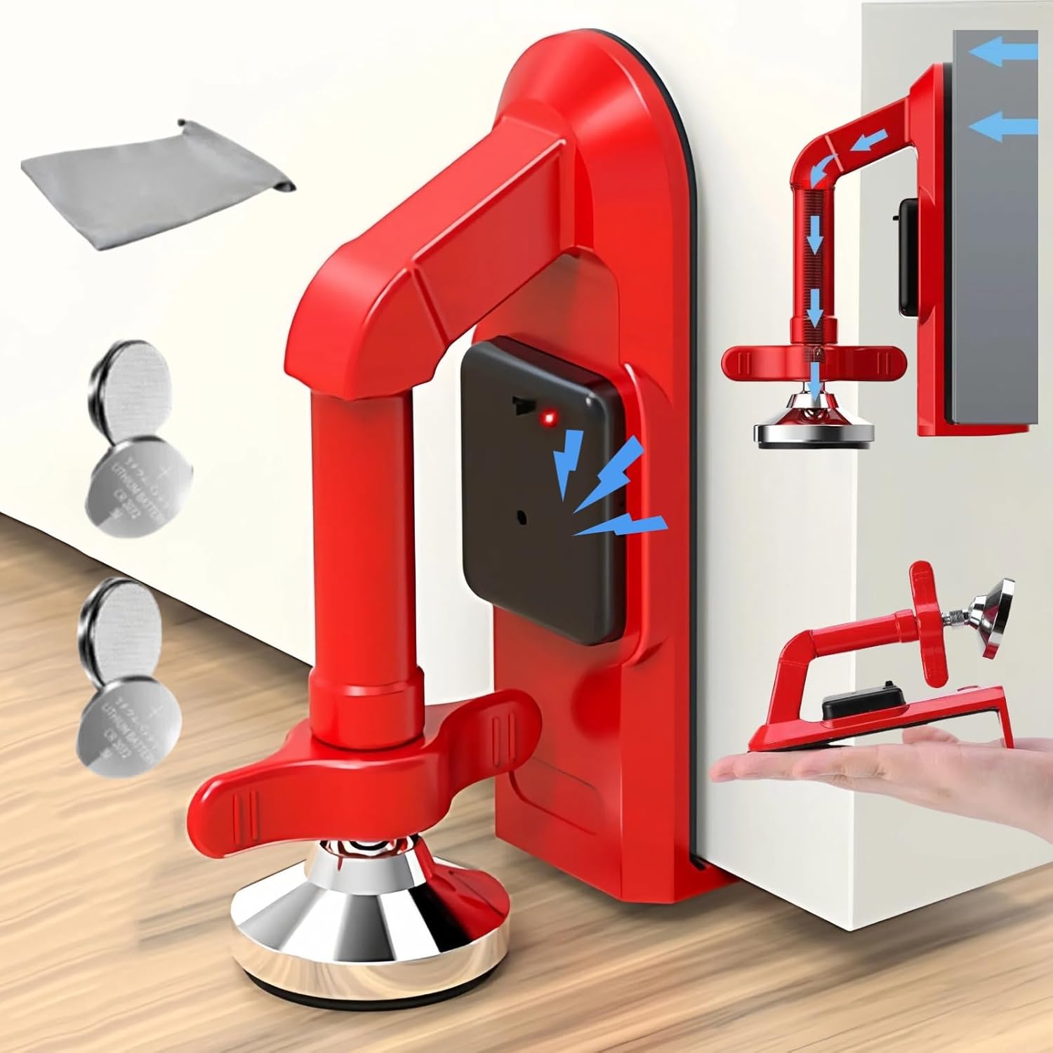 Portable Alarm Door Stopper, Portable Door Jammer, Travel Anti Theft Door Blocker, No Drill Door Stoppers Security for Home, Apartment, Office, Hotel, Travel, Portable Door Lock for Women, Children - Image 2