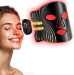 Red Light Therapy for Face, 4 Modes LED Face Mask Light Therapy, 2000mAh Cord-Free Controller with 400 LEDs, Blue, Orange, 850nm Near-Infrared Light Mask with Timer Function at Home (Black) - Image 2