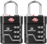 SURE LOCK TSA Locks for Luggage, TSA Approved Luggage Locks with Open Alert, 008 Key for High Security, Easy Read Dials, Zinc Alloy Body, Locker Lock for Suitcase, Gym, Travel. (Black 2 pk) - Image 2