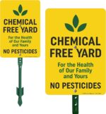 SmartSign 10" x 7" Chemical Free Yard Sign - For The Health Of Our Family No Pesticides Sign, 21.5 inch Tall & Stake Kit, 40 mil Laminated Aluminum, Yellow, Black and Green, USA-Made - Image 2
