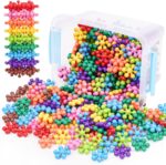 Snowflake Interlocking Building Block Educational Toy 300PCS for Kids Ages 3+, Multi-Color Solid Plastic Early Learning Creativity STEM Toy with Carrying Case Safe Material - Image 2