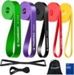 TOMSHOO 5 Packs Pull up Assist Bands, Resistance Bands with Straps Handles and Door Anchor, Stretch Bands,Exercise Bands with Guide for Fitness - Image 2