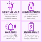 Securityman Personal Alarms for Women | Safety Alarm Keychain (Loud 130dB Siren and SOS Strobe Light) Everyday Self Defense Security Alarm Protection Device (Purple) - Image 6