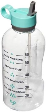 Byo 74 Oz Tritan Motivational Bottle with Straw (Mint) - BPA-Free & Leakproof with Wide Mouth, Carry Handle Lid, Dishwasher Safe - Hydration Tracker for Gym, Fitness, Healthy Lifestyle - Image 3