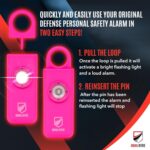 Original Defense® Siren Self-Defense Alarm - 130 dB Keychain Alarm with LED Strobe Light for Women, Children, and Elderly - Police Recommended - (Magenta, 1 Count) - Image 4