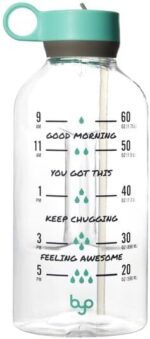 Byo 74 Oz Tritan Motivational Bottle with Straw (Mint) - BPA-Free & Leakproof with Wide Mouth, Carry Handle Lid, Dishwasher Safe - Hydration Tracker for Gym, Fitness, Healthy Lifestyle - Image 2