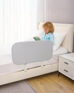 Grelife 33" Portable Travel Bed Rail for Toddlers (Compact), Fast Install, Adjustable Height, Tall Toddler Bed Rails for Crib, Single, Twin Bed, Foldable Baby Bed Rail Guard for Box, Flat Bed - Image 2