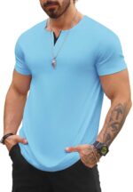 Mens V-Neck T Shirts Casual Fashion Longline Shirt Tee for Men - Image 2