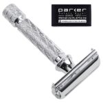 Parker 87R Compact Butterfly Safety Razor – Short Handle Twist-to-Open Brass Frame with Textured Grip for Precision Wet Shaving - Image 2